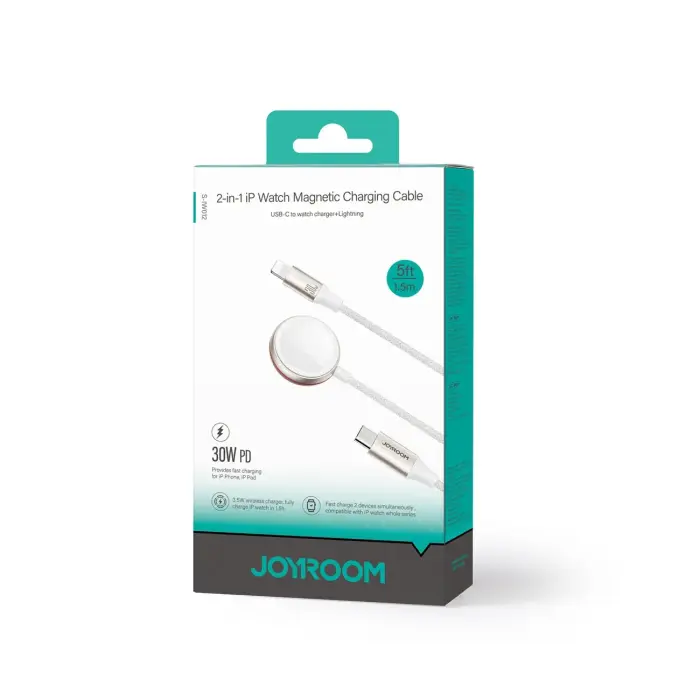 Joyroom 2 in 1 Lightning cable and inductive charger for Apple Watch 1.5m white (S-IW011) Foto 5