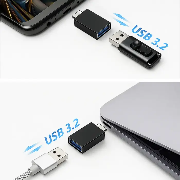 Wozinsky W10GY1S USB-C - USB-A 3.2 10Gb|s Adapter - Black Фото 9