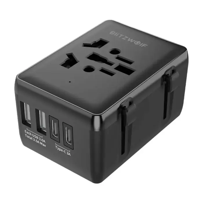 Blitzwolf BW-TA1 4-in-1 Travel Adapter 2xUSB + C + PD 20W Фото 2