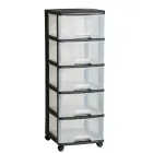 Atvilktņu sistēma ar 5 atvilktnēm 20L Drawer System 37x39x100cm melna/caurspīdīga Foto 1