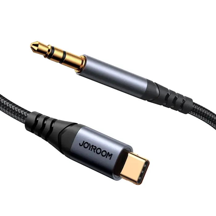Joyroom stereo audio cable AUX 3.5 mm mini jack - USB-C for phone 1.2 m black (SY-A07) Photo 4