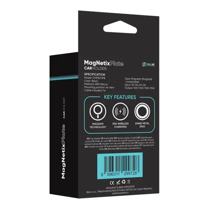 OBAL:ME MagNetix Plate Wireless Car Charger Mount 15W Black Фото 6