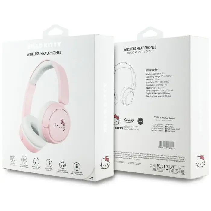 Słuchawki nauszne Hello Kitty Face Logo   Bluetooth różowy Photo 5