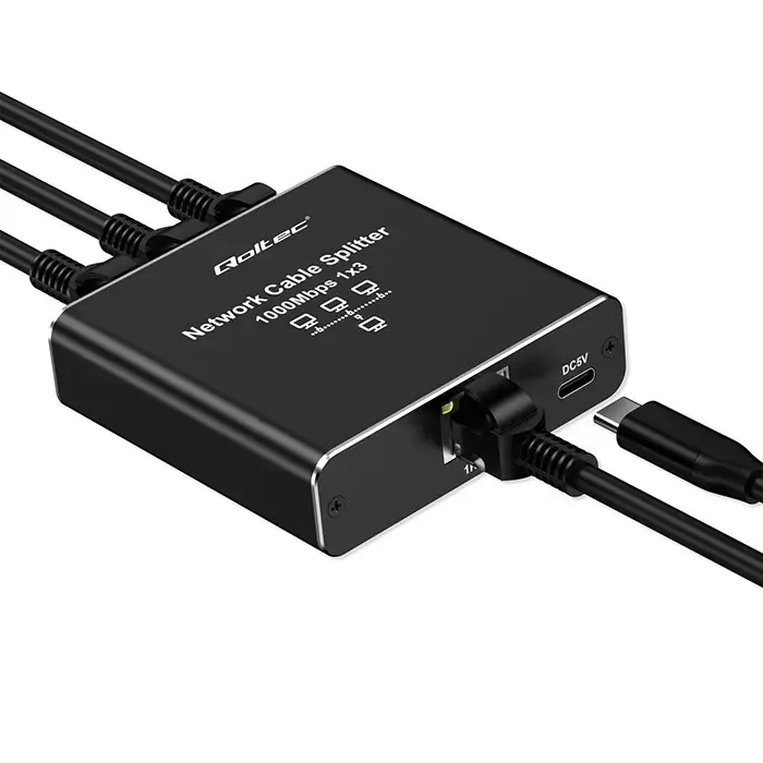 Qoltec Splitter Ethernet mini SWITCH 1x3 RJ45 | 1000Mb/s | USB-C | Aluminium Foto 11