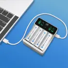 Qoltec Battery Charger for Ni-MH type R03 AAA R6 AA | LCD | USB-C cable | White  Photo 4