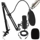Fusion Studio XLR Microphone | Podcasts | Streaming | Voice Recording + regulating Stand, Pop Filter | black Photo 1