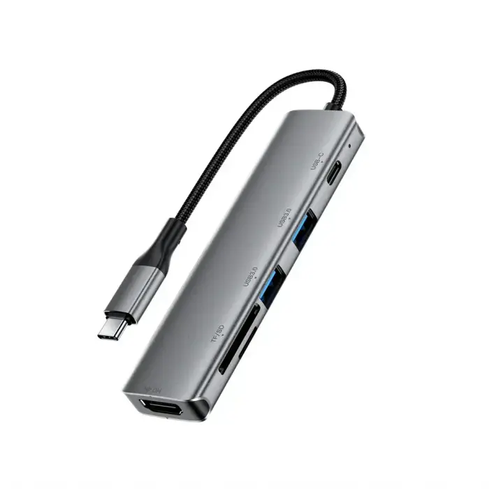 Acefast J18 USB Hub USB-C 6-in-1 HDMI 4K 60Hz PD90W Docking Station - Gray Фото 6