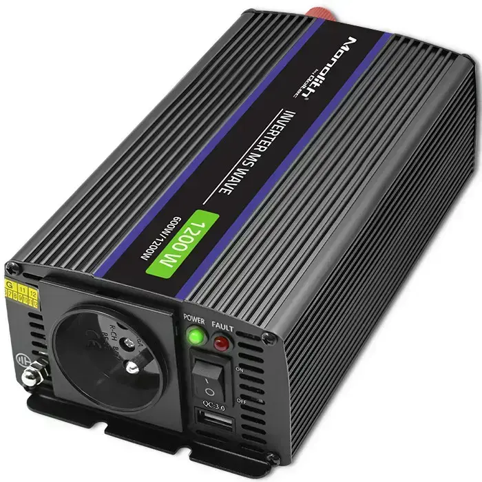 Qoltec Monolith voltage converter 1200 MS Wave |12V to 230V | 600/1200W | USB Photo 14