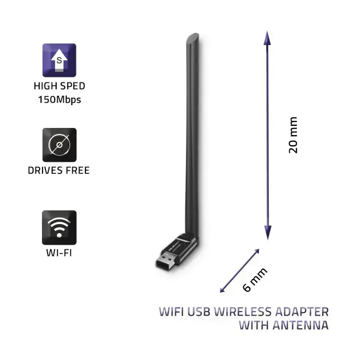 Qoltec Wireless adapter WiFi USB with antenna | standard N Фото 2