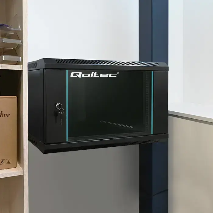 Qoltec RACK Cabinet 19" | 4U | 600 x 280 x 450 | Tempered doors | Hanging | Steel case | Lock | Black Foto 8