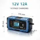 Qoltec Intelligent microprocessor charger 12V 12A | Rectifier with repair function | AGM GEL LiFePO4 | 9-stage charging  Foto 9