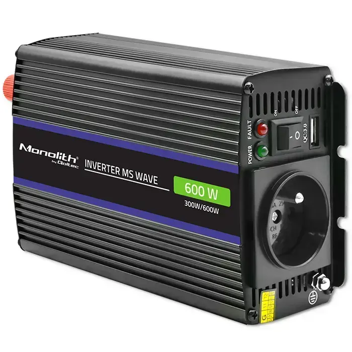 Qoltec Monolith voltage converter 600 MS Wave | 12V to 230V | 300/600W| USB Foto 11