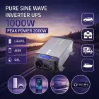 Qoltec Pure Sine Wave Inverter with UPS | 12V to 230V | 1000/2000W | LCD | USB | USB-C | Compatible with LiFePO4 GEL AGM  Photo 2