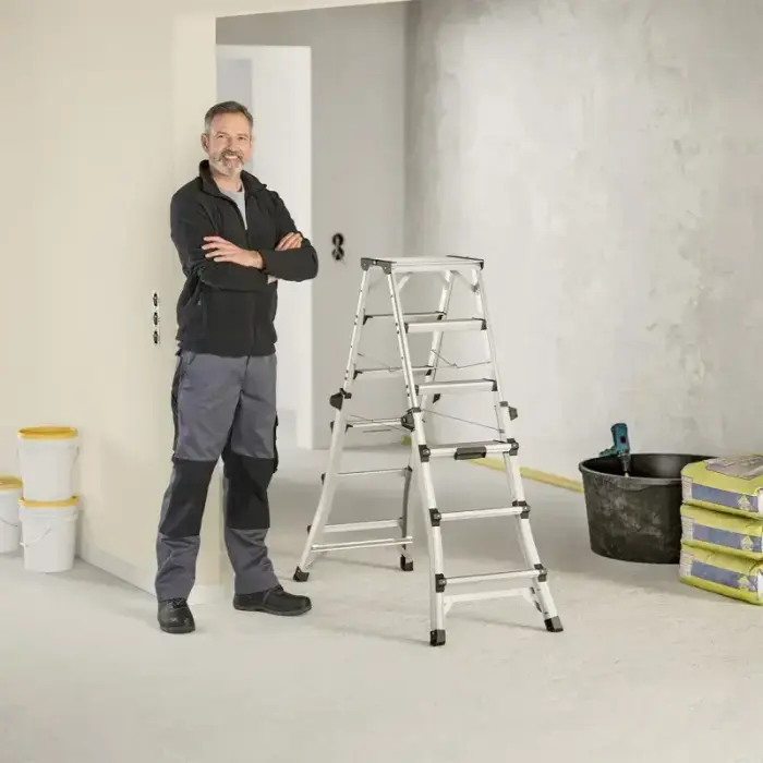 Telescopic ladder Master DTL100 / aluminum / 2x4 - 2x6 steps Photo 12
