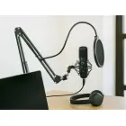 Fusion Studio USB Microphone | Podcasts | Streaming | Voice Recording + regulating Stand, Pop Filter | black Photo 2