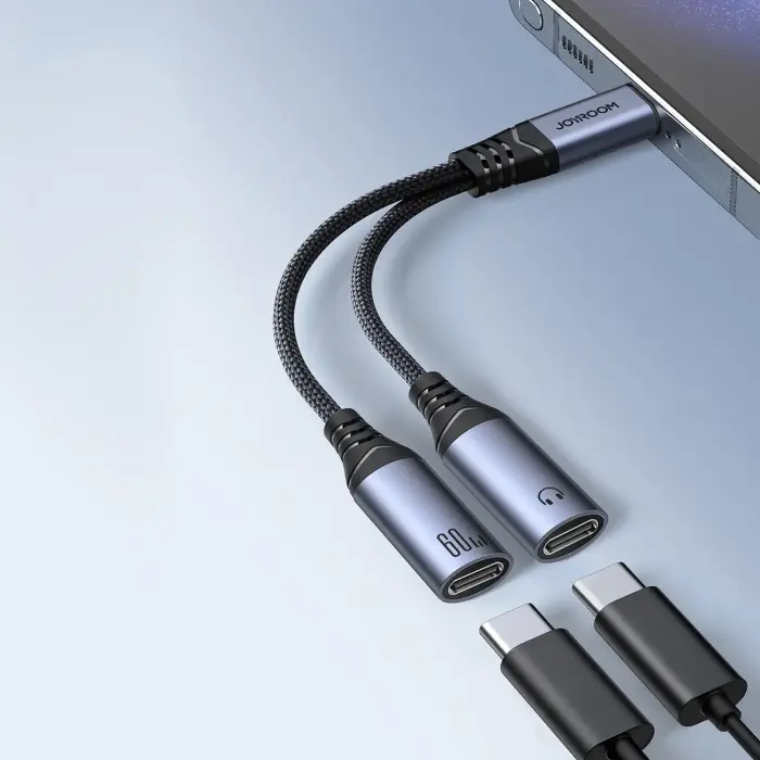 Joyroom SY-C03 USB-C to 2x USB-C 2in1 DAC adapter - black Фото 2