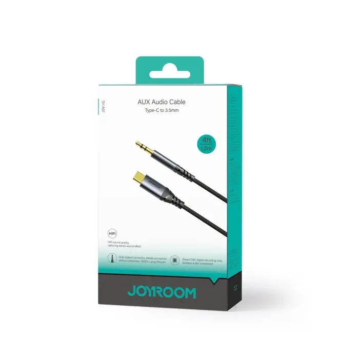 Joyroom stereo audio cable AUX 3.5 mm mini jack - USB-C for phone 1.2 m black (SY-A07) Photo 5