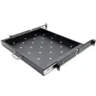 Qoltec Solid steel mount shelf with handle for RACK | 600*600 | Pull-out | Black Photo 7
