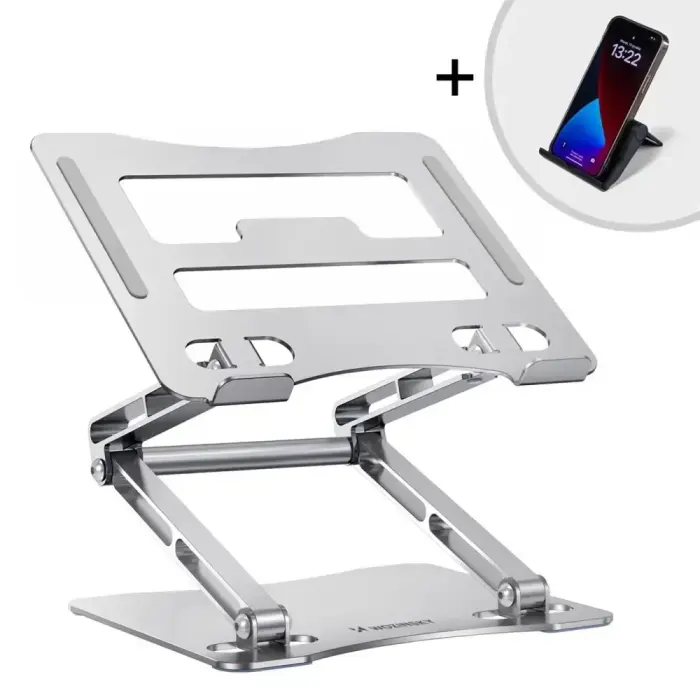Wozinsky WRS-CPY75DSS Aluminum Laptop and Tablet Stand + Free Smartphone Stand - Silver Photo 5