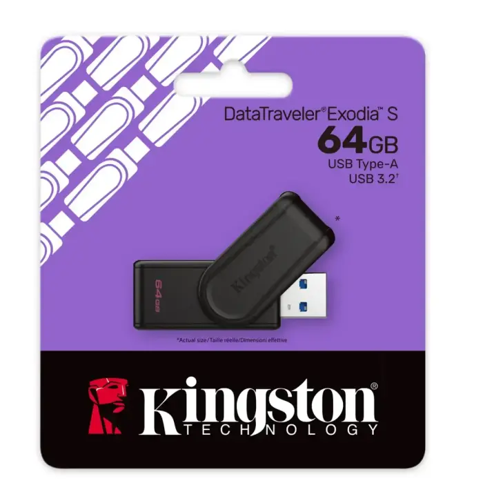 Kingston pendrive 64GB Portable USB 3.2 Gen 1 DataTraveler Exodia S (Black/Black) Foto 3