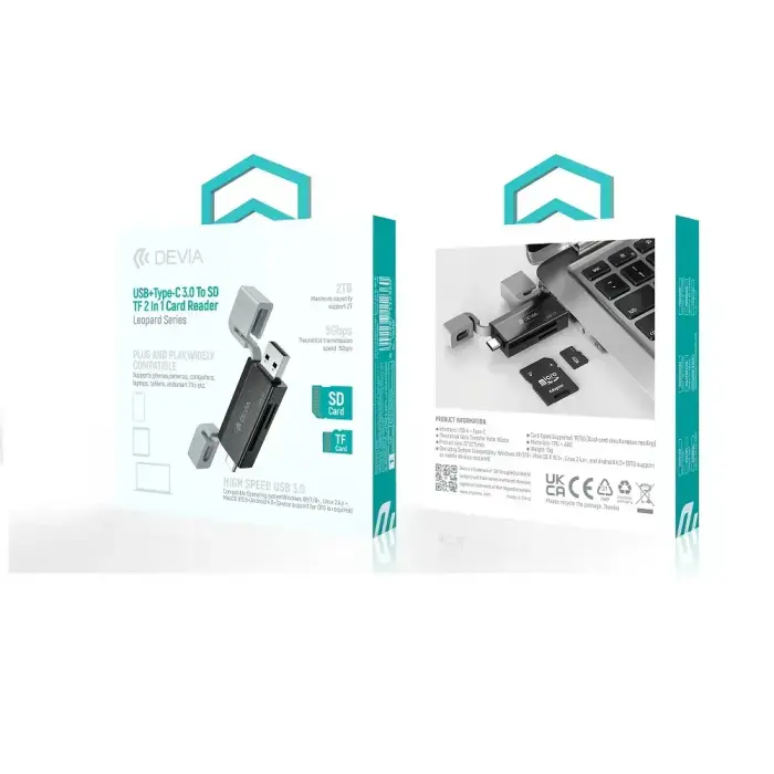 Devia card reader 2in1 EL240 USB/USB-C 3.0 black Фото 9