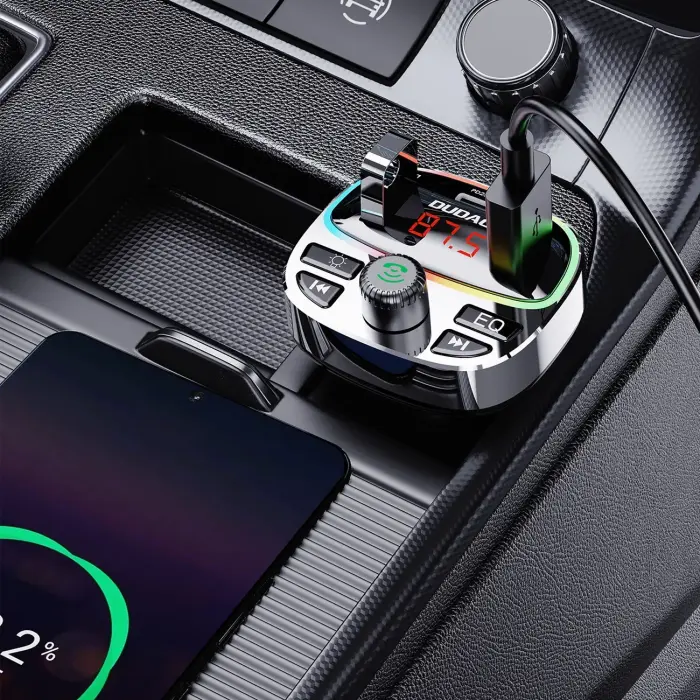Dudao R2PRO+ Transmitter with PD25W Bluetooth 5.3 RGB Charging Ports - Black and Silver Фото 4