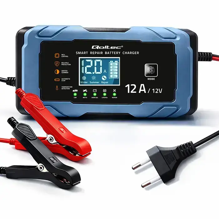 Qoltec Intelligent microprocessor charger 12V 12A | Rectifier with repair function | AGM GEL LiFePO4 | 9-stage charging  Foto 11