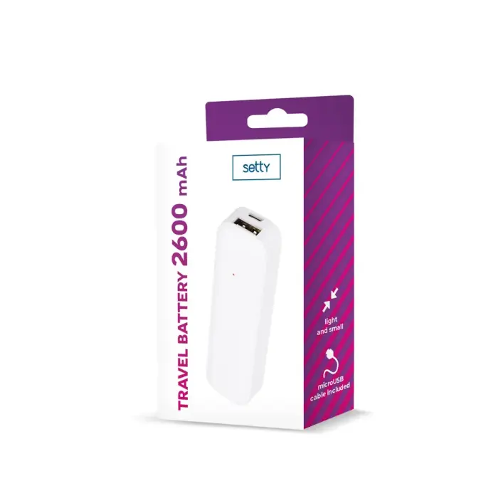 Setty mini внешний аккумулятор (powerbank) | 2600 mAh | Micro USB | белый Фото 2