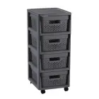 Chest of drawers on wheels with 4 perforated boxes 11L Infinity 30x36x69cm dark grey Photo 1