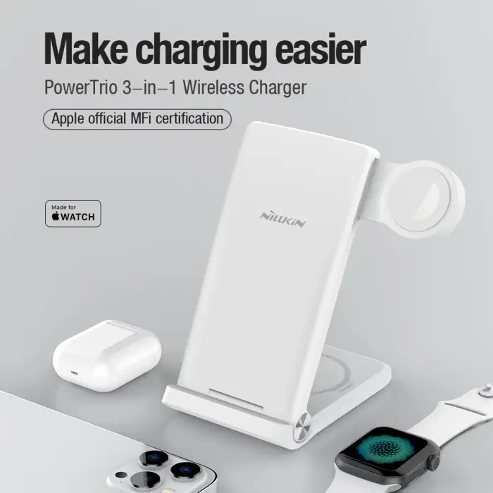 Nillkin PowerTrio 3in1 Wireless Charger for Apple Watch White (MFI) Фото 3