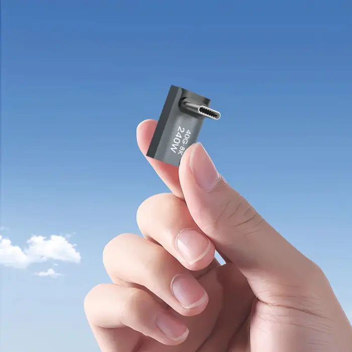Wozinsky WPKF-01 USB-C - USB-C 40Gb|s 240W 8K OTG Angled Adapter - Gray Фото 6