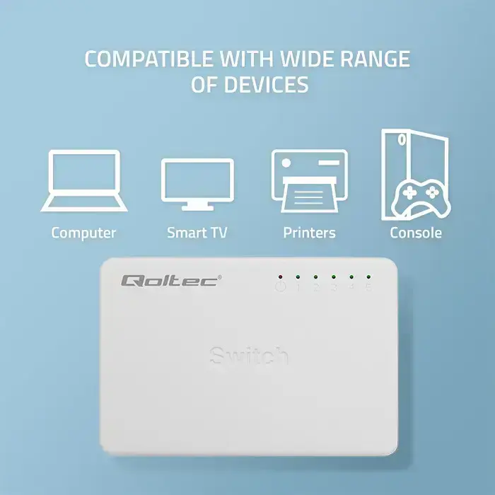 Qoltec Network SWITCH | 5 x RJ45 port | 100Mbps | Fast Ethernet | LAN Foto 4