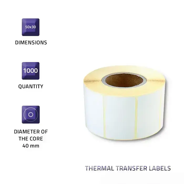Qoltec Thermal transfer labels 50 x 30 | 1000 labels Photo 4