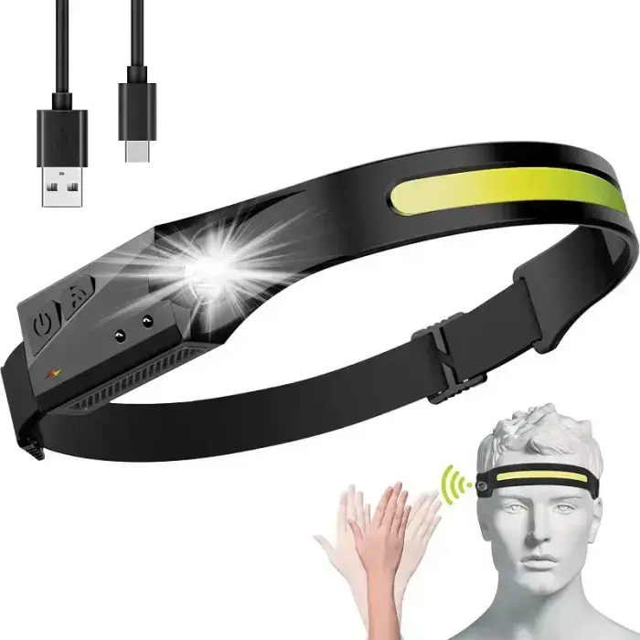 LED headlamp with IPX4 motion sensor USB-C 1200 mAh - black Photo 4