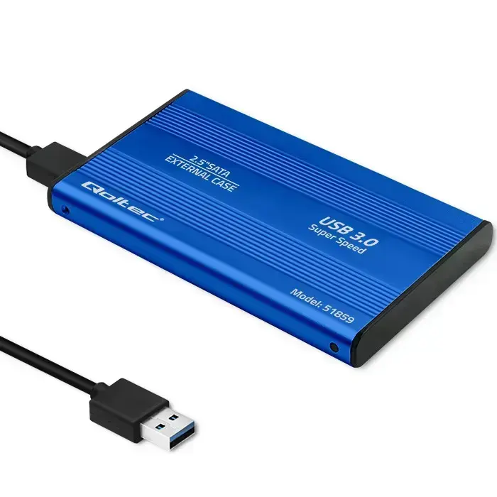 Qoltec Aluminium External Hard Drive Case HDD SSD 2.5'' SATA3 | USB 3.0 | Blue Foto 6