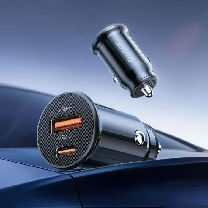 Orico PowerMini 30W USB-C + USB-A Car Charger - Black Foto 4