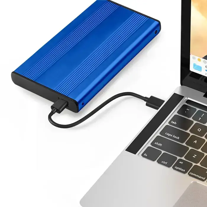 Qoltec Aluminium External Hard Drive Case HDD SSD 2.5'' SATA3 | USB 3.0 | Blue Foto 3