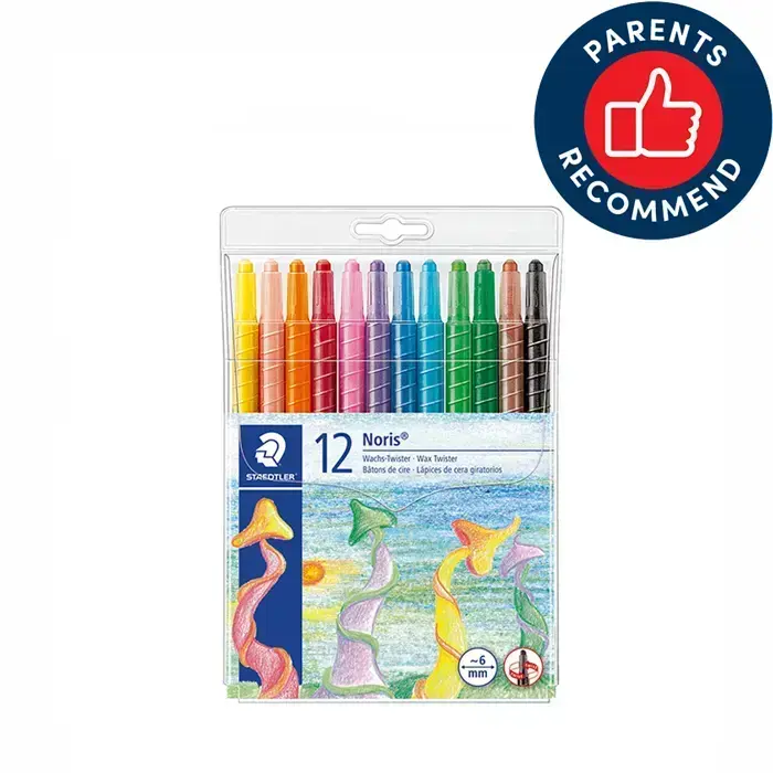 Vaska krītiņi plastmasas korpusā STAEDTLER NORIS CLUB 221 diametrs 6mm, 12 krāsas Foto 1