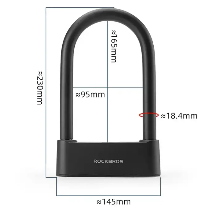 Rockbros 32210818001 SMART Bicycle Lock with Fingerprint Reader and Bluetooth Connectivity - Black Фото 5