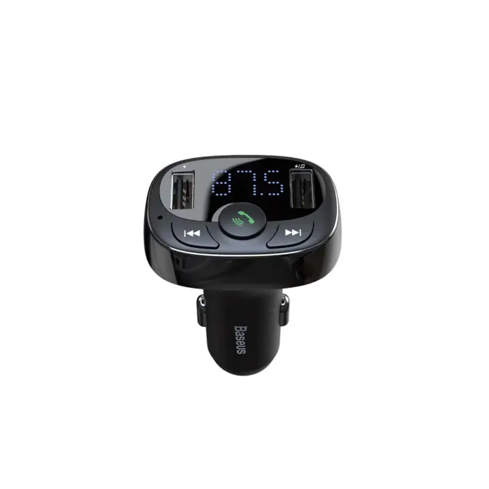 Baseus FM Transmitter T typed Bluetooth 2xUSB microSD (Black) Фото 5