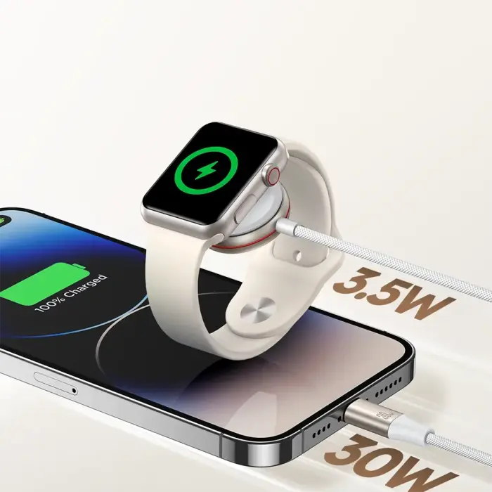Joyroom 2 in 1 Lightning cable and inductive charger for Apple Watch 1.5m white (S-IW011) Foto 9