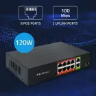 Qoltec FAST Ethernet PoE SWITCH | 8x RJ45 PoE | 2x RJ45 Uplink | 120W | 10/100 Mb/s Foto 3