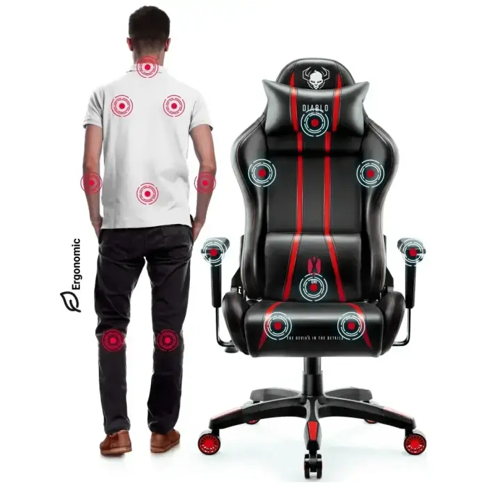 Gaming chair Diablo Chairs X-One 2.0 King Size black-red Фото 7
