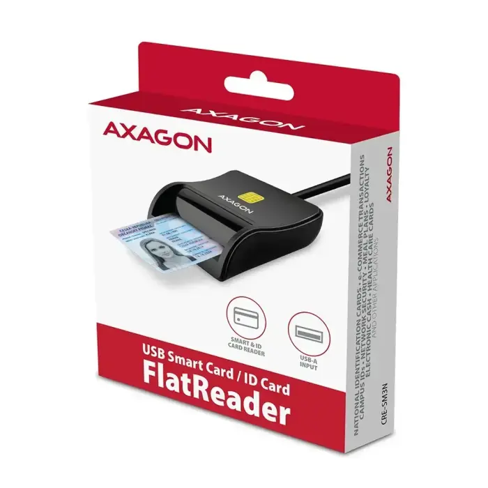 Смарт-карта AXAGON CRE-SM3N USB-A | Устройство для чтения идентификационных карт, черное Фото 2