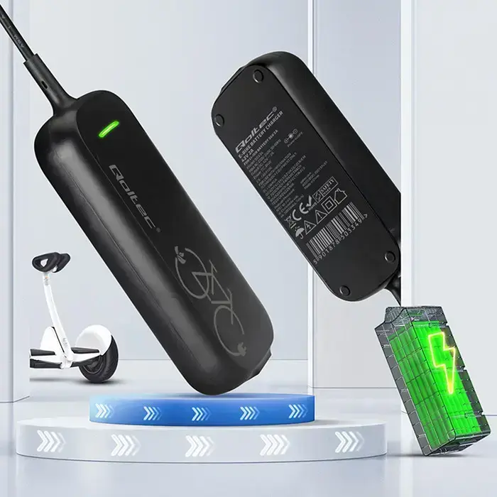 Qoltec Fast Charger for e-bike, electric scooter XIAOMI 36V | 42V | 2A | 8.0*8.0mm | water resistant + power cable Фото 13