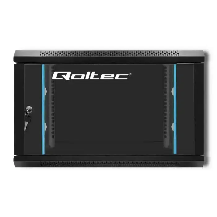Qoltec RACK Cabinet 19" | 6U | 600 x 370 x 600 | Tempered doors | Hanging | Steel case | Lock | Black Photo 6