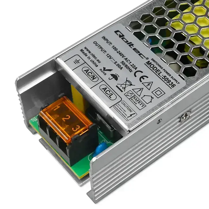 Qoltec LED Driver IP20 60W | 12V | 5A | Slim case Foto 4
