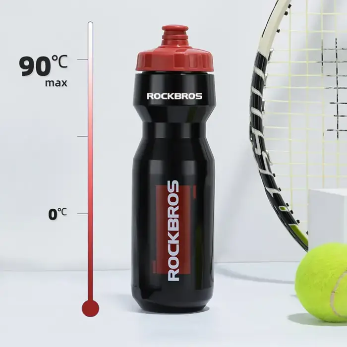 Rockbros 750 ml Bike Bottle - Transparent Black with Red Mouthpiece Photo 8