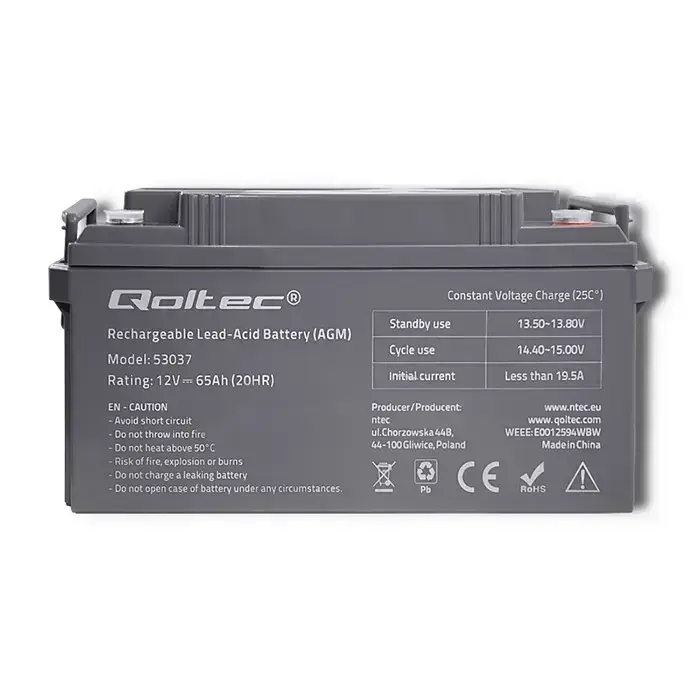 Qoltec AGM battery | 12V | 65Ah  | max 780A Foto 2