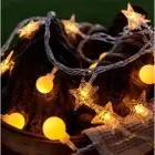 LED GARLAND 10M (80 LED LAMPS) USB STARS + BALLS WARM WHITE Foto 2